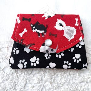 Mini billetera con forma de perro y pata ~ Billetera cosida a mano ~ Perfecta para carteras pequeñas, mochilas, bolsillos, uso diario, viajes ~ Regalo para amantes de los perros ~ Tarjetero de regalo