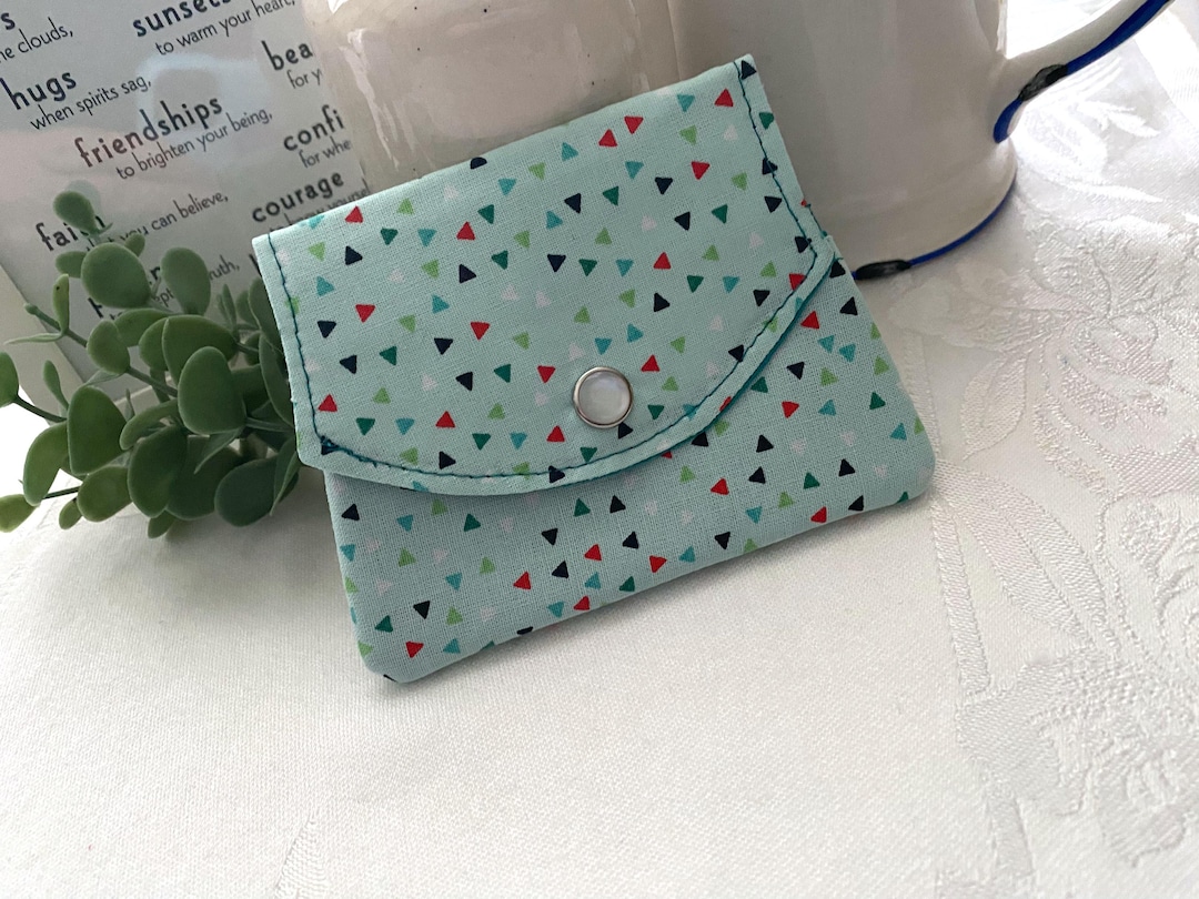 Mini Hand Wallet Light Turquoise Mini Wallet ~ Hand Sewn ~ Small Purse, Backpack, Pocket ...