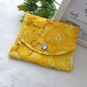 Bright Yellow Batik Mini Wallet ~ Hand Sewn ~ Small Purse, Backpack, Pocket, Travel ~ Gift Card, Credit Card Pouch ~ Minimalist Wallet