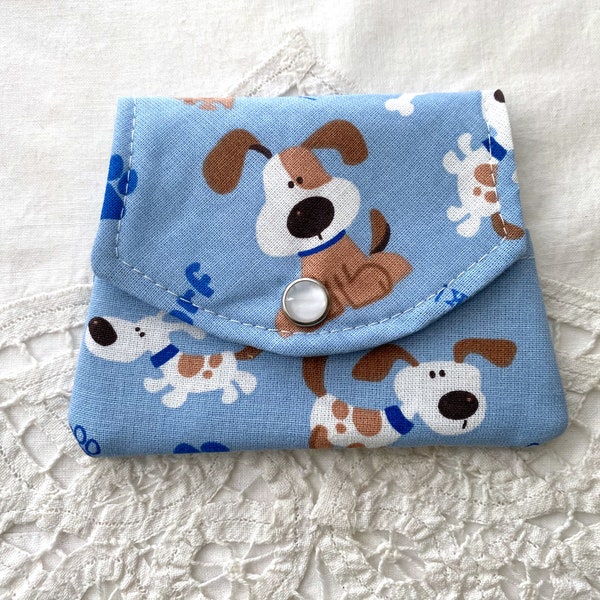 Handmade Dog Mini Wallet ~ Hand Sewn Small Wallet ~ Blue Wallet ~ Use for Small Purse, Backpack, Pocket, Everyday Use, Travel ~ Unique Gift