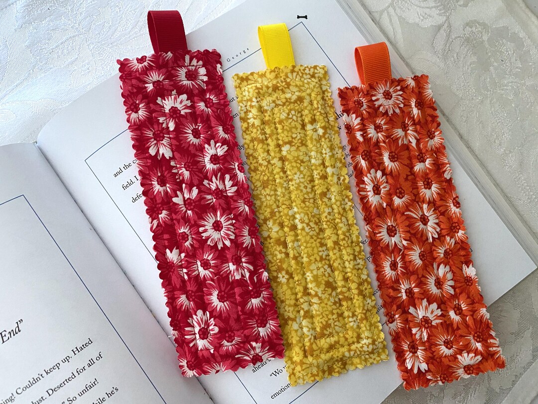 Quilted Fabric Bookmarks ~ Multi Color Fabric Bookmarks ~ Hand Sewn ...