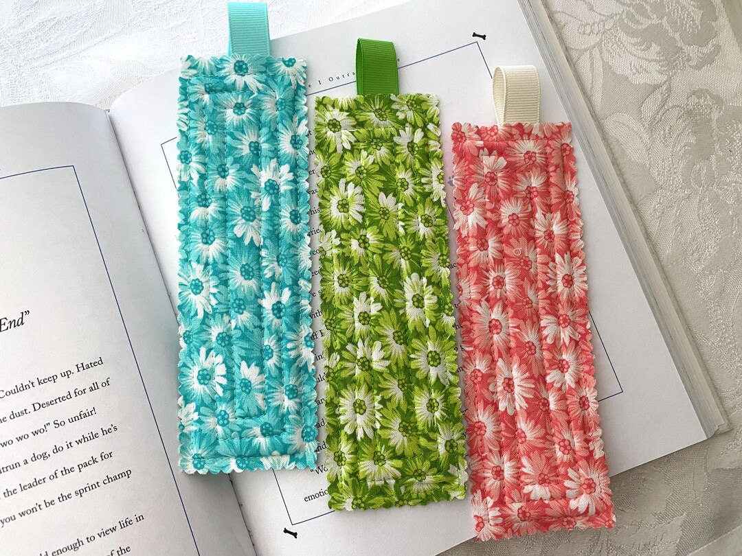Quilted Fabric Bookmarks ~ Multi Color Fabric Bookmarks ~ Hand Sewn ...