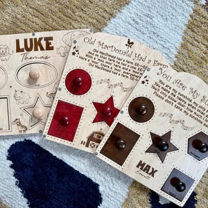 Rompecabezas fotográfico de madera personalizado con pomos grandes / Juguete de recuerdo de madera de arce