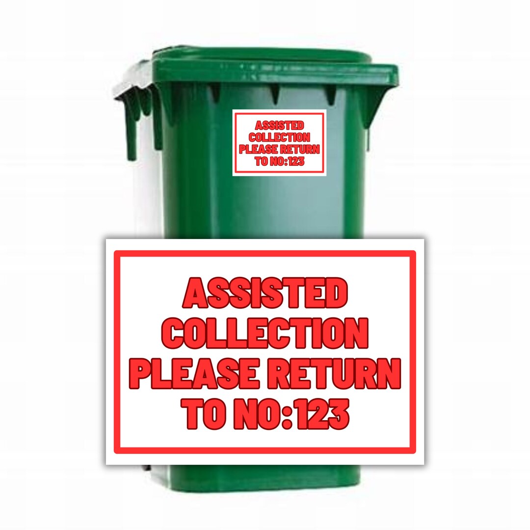 4 X Assisted Bin Collection Personalised Wheelie Bin Vinyl Etsy