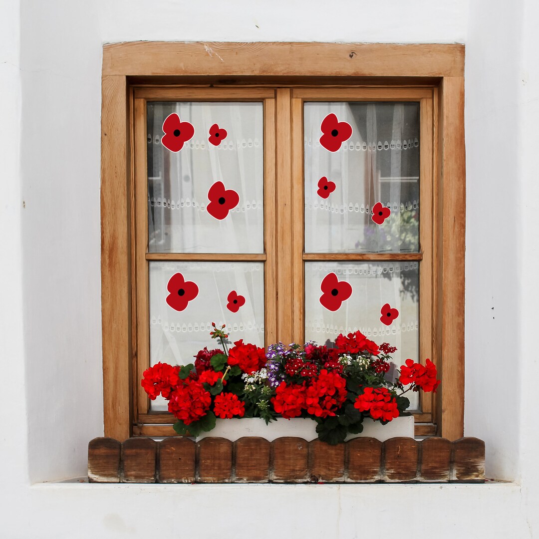 Vinyl Window Poppies Window Decals LEST WE Etsy UK