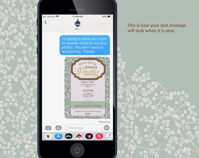 Dinner Party Text Message Invitation - Cherry Blossom - Etsy