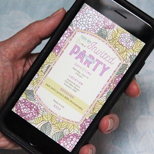 Dinner Party Text Message Invitation - Hydrangea