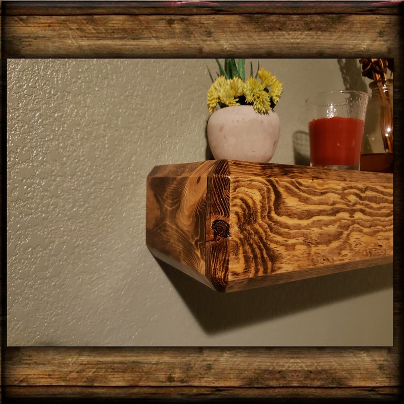 Beveled Edge Knotty Pine Floating Shelf Etsy