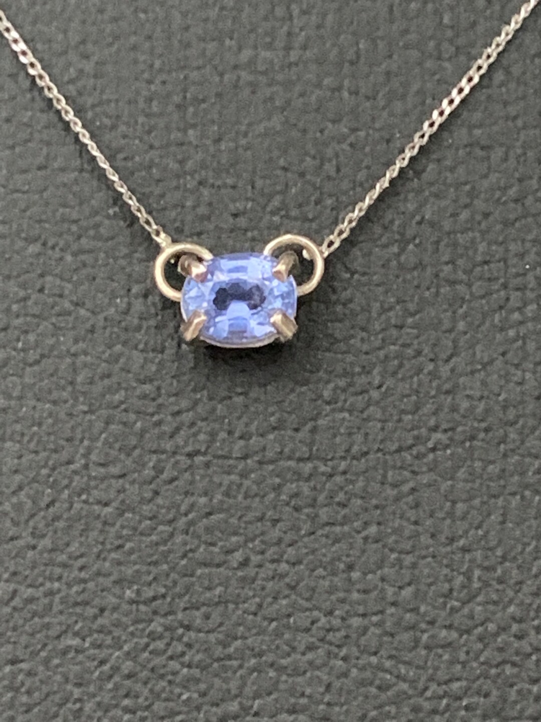 Jelly Dot Cornflower Blue Sapphire Oval Minimalist Floating Necklace