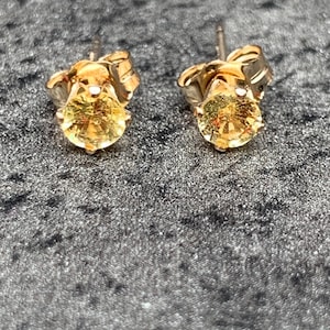 Dainty 4mm Light Yellow Sapphire Earrings 14k Yellow Gold Filled Studs