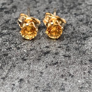 Dainty 4mm Golden Yellow Sapphire Earrings 14k Yellow Gold Filled Studs