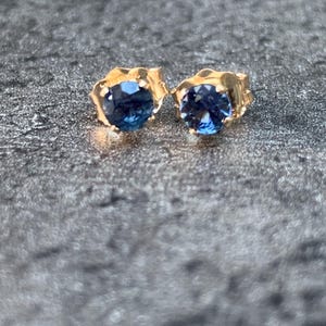 Tiny 3mm Natural Intense Blue Sapphire Stud Earrings 925 Sterling Silver 14k Gold Filled