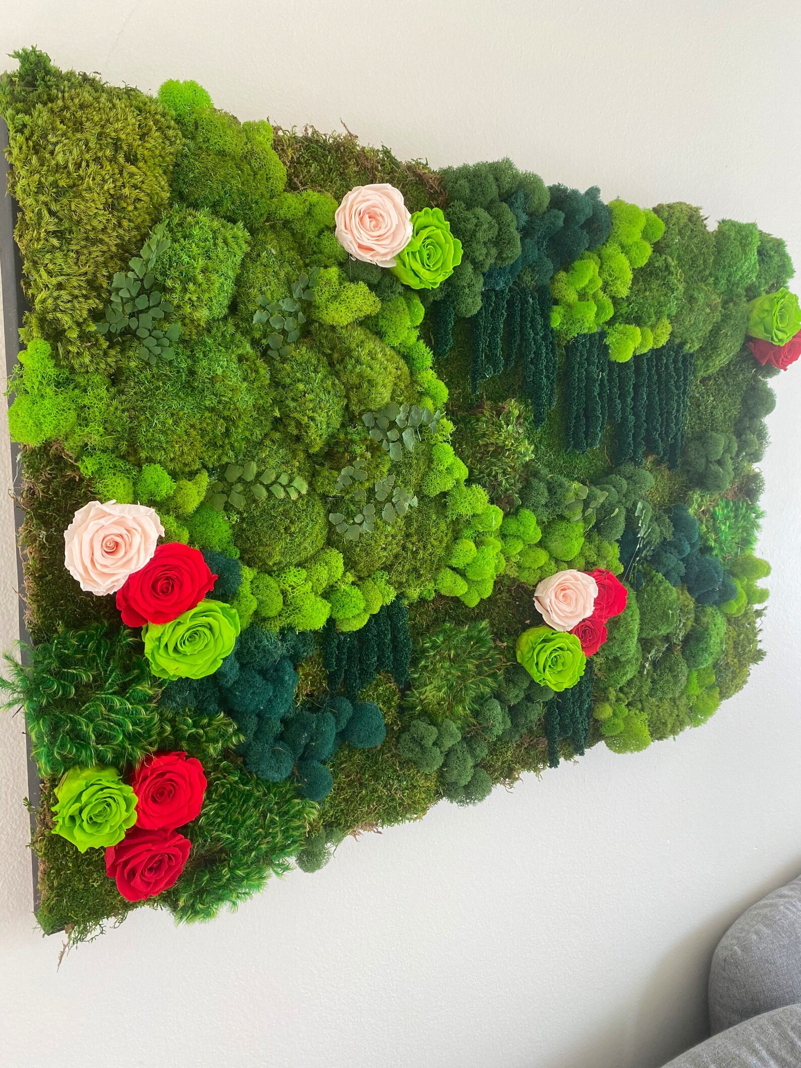 Wall Moss Art with Preserved Roses Etsy