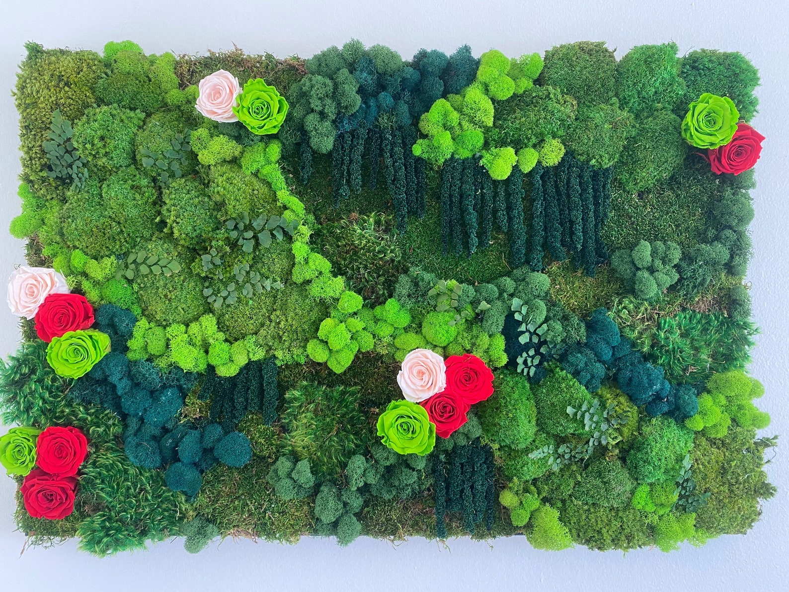 Wall Moss Art with Preserved Roses Etsy