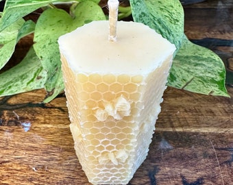 Beeswax Candle - Crystal - Pure Beeswax - Natural Handmade Candle - Natural Beeswax Coated Hemp Wick - Made With Love