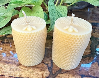 Beeswax Candle - Crystal - Pure Beeswax - Natural Handmade Candle - Natural Beeswax Coated Hemp Wick - Made With Love