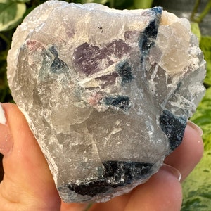 Indicolite Tourmaline in Quartz - 3rd Eye - Throat Chakra - Rare Crystal - Activation - Psychic Abilities - Inner Vision - Channeling