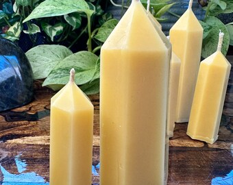 Large Crystal Pillar - Beeswax Candle  - Pure Beeswax - Natural Handmade Candle - Natural Beeswax Coated Hemp Wick - Made With Love