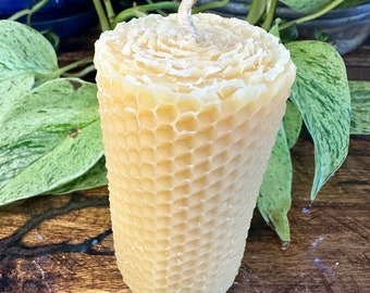 Beeswax Candle - Crystal - Pure Beeswax - Natural Handmade Candle - Natural Beeswax Coated Hemp Wick - Made With Love