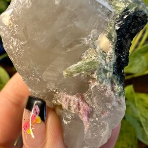 5 Colors of Tourmaline in Quartz - Pink  - Green - Blue - Black - Gold - Heart Chakra - Higher Heart Awakening - RARE Crystal