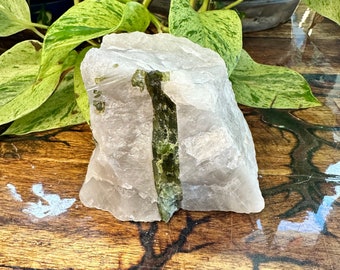 Green Tourmaline in Quartz - Heart Chakra - Rare and Powerful Crystal - Higher Heart Awakening