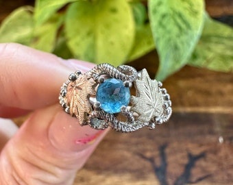 Blue Topaz - Black Hills Gold - Ring - Size 8 - Abundance - Protection - Wisdom - Stregth - Antique Ring - Beautiful