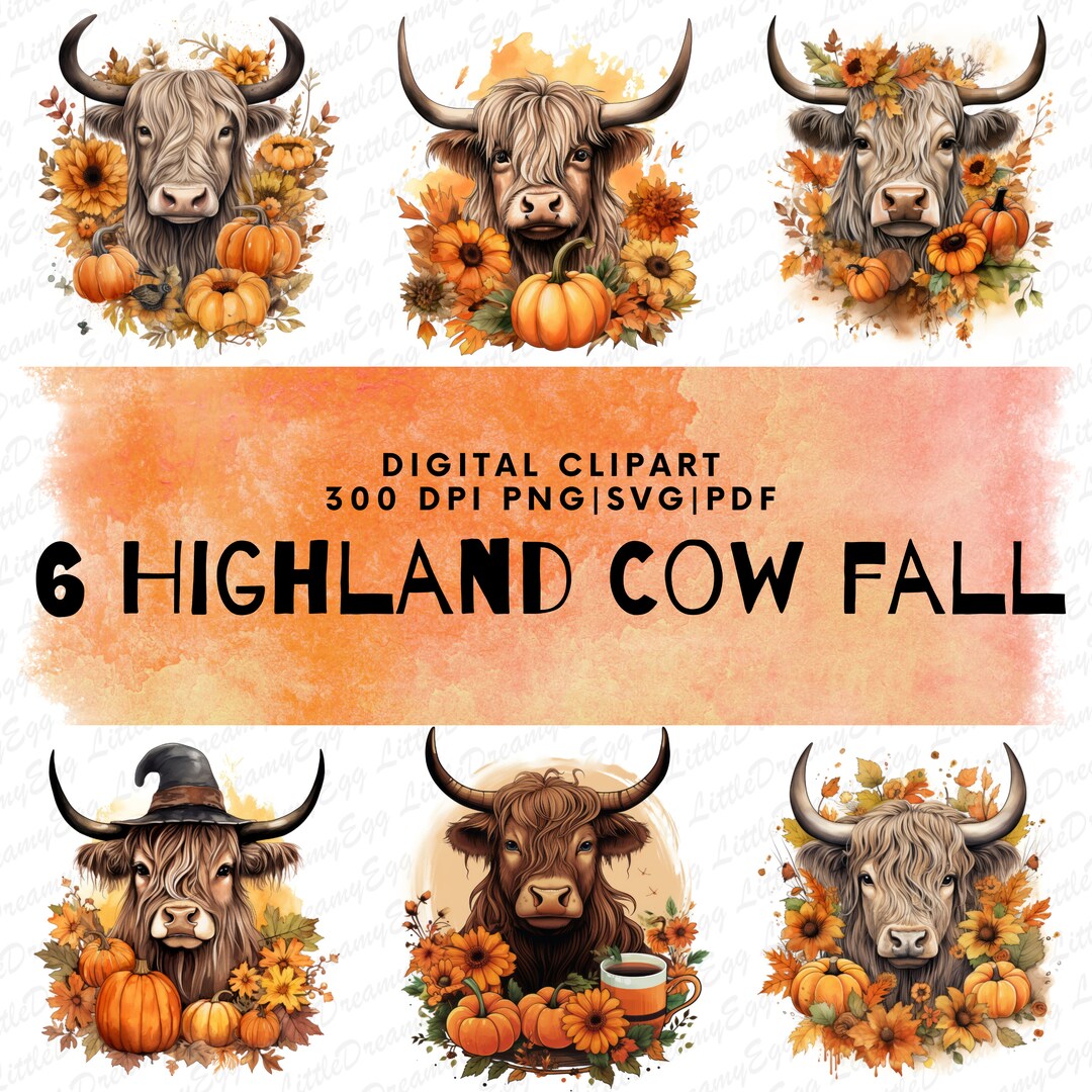 Highland Cow PNG, Autumn Sublimation Design, Fall Halloween PNG ...