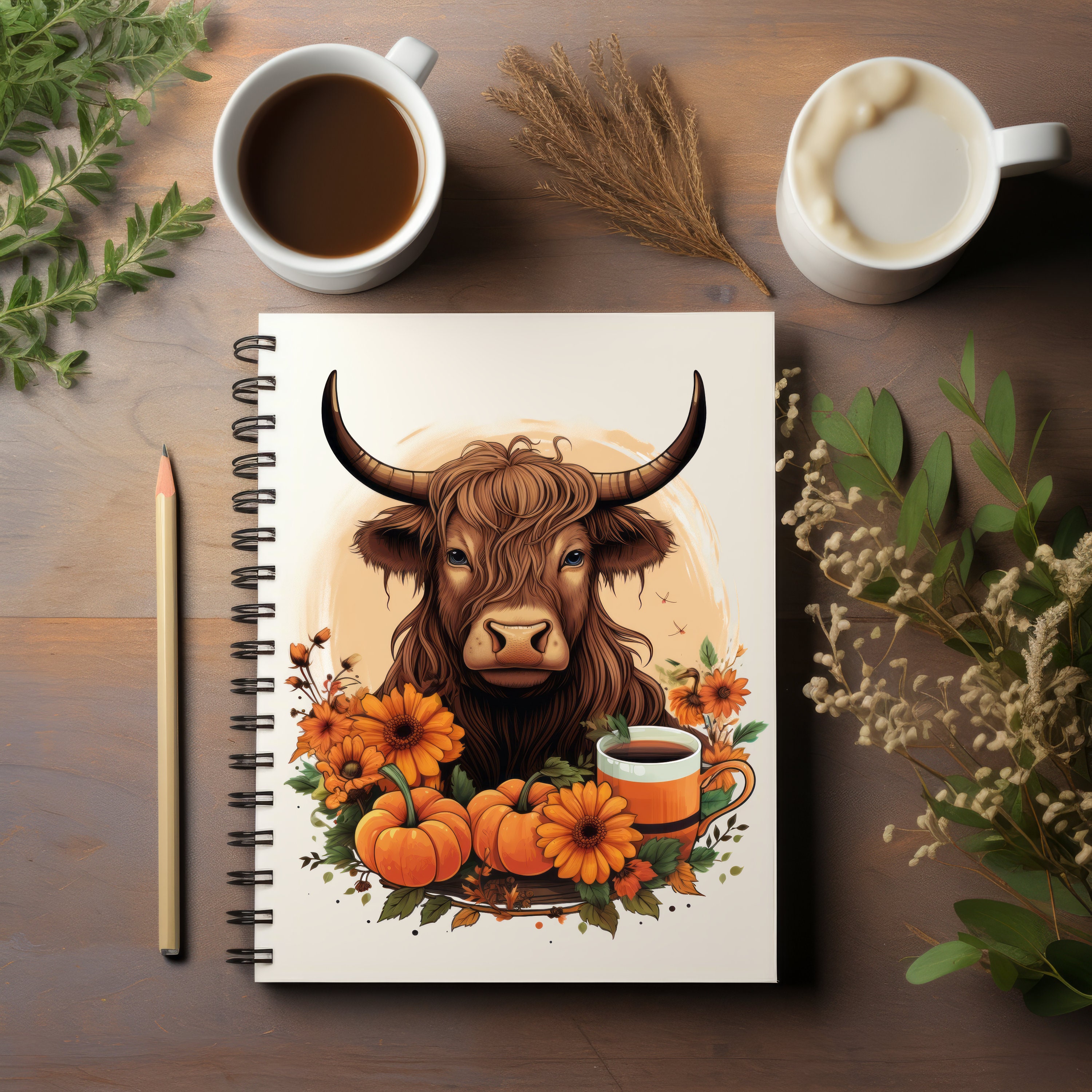 Highland Cow PNG, Autumn Sublimation Design, Fall Halloween PNG ...
