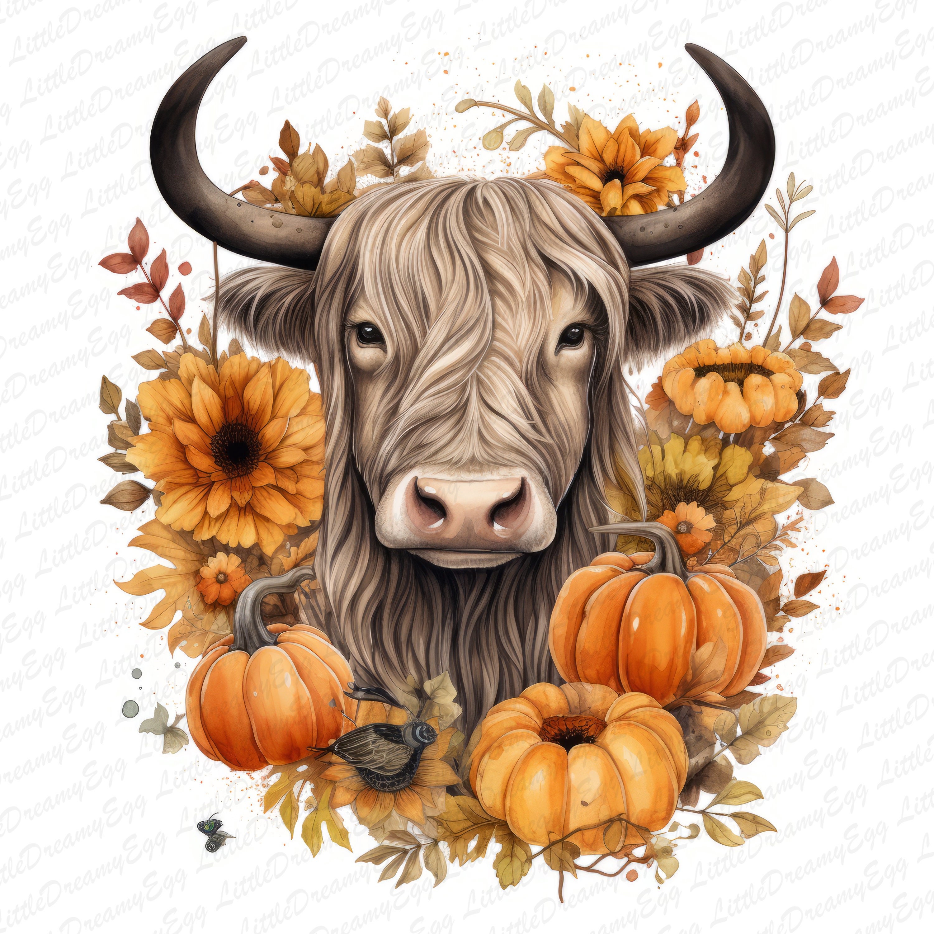 Highland Cow PNG, Autumn Sublimation Design, Fall Halloween PNG ...