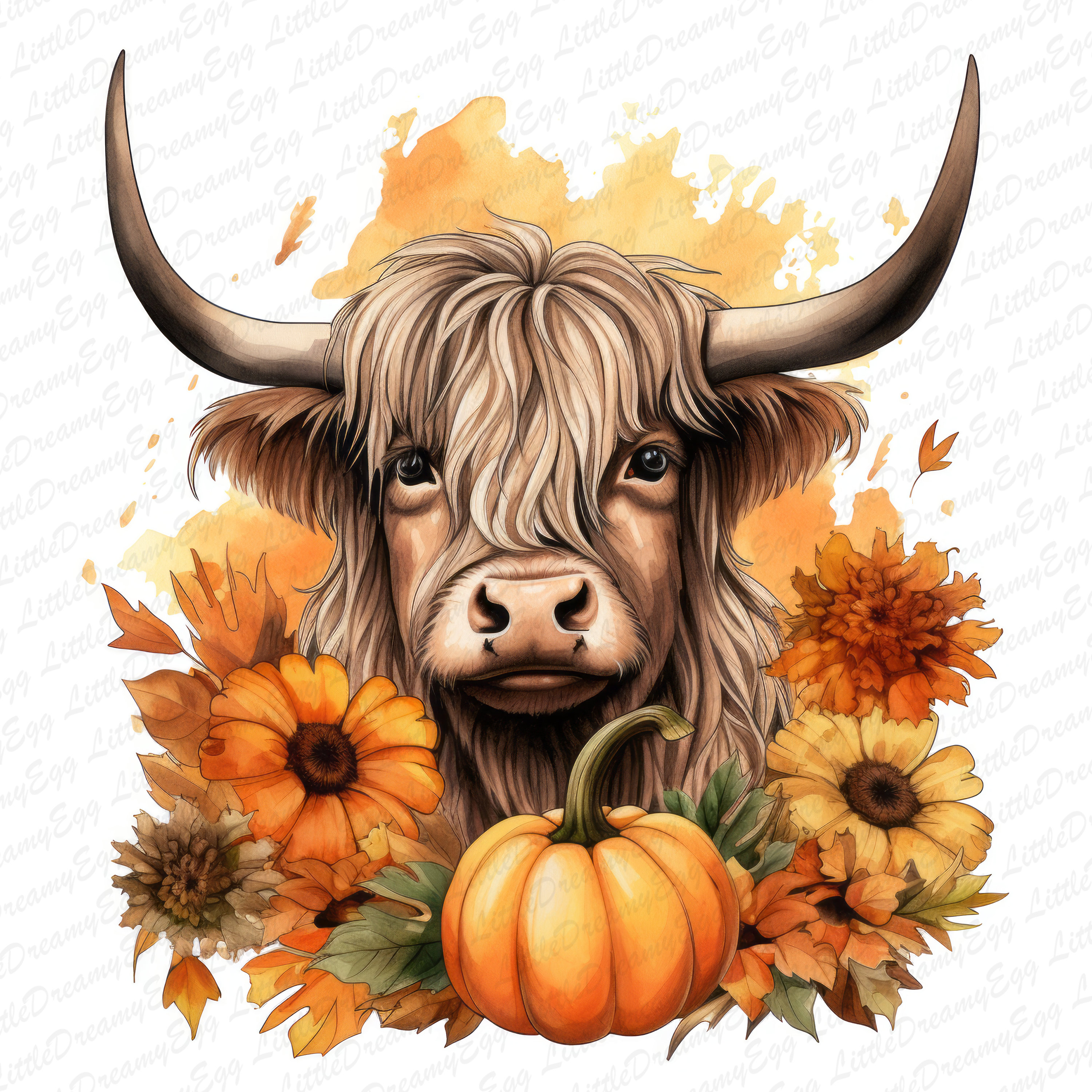 Highland Cow PNG, Autumn Sublimation Design, Fall Halloween PNG ...