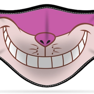Adult or Child Size Cheshire Smile Moisture Wicking Face Mask