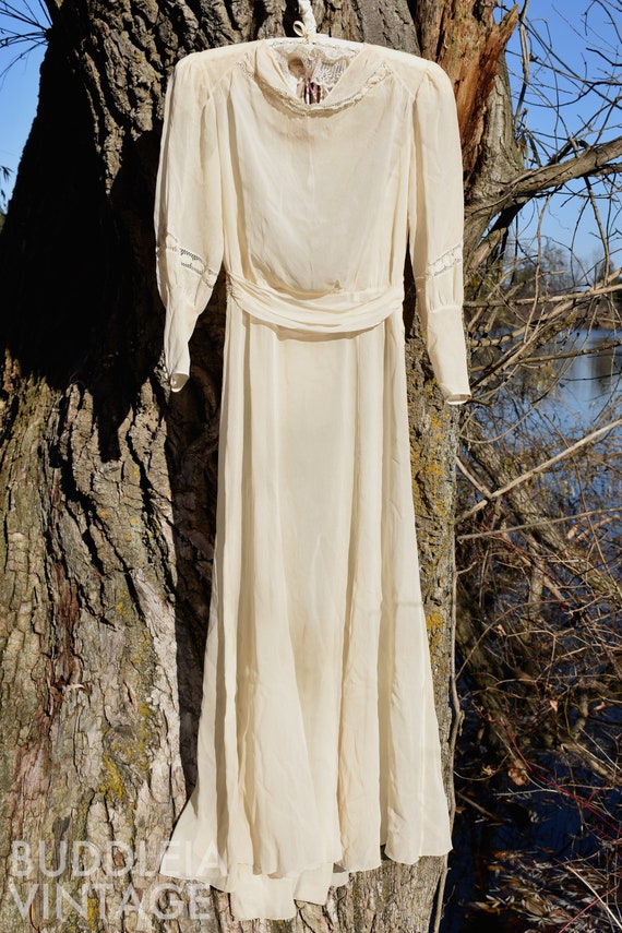 Ethereal 1930s Lace-Inset Petite Crepe Dress (as-i