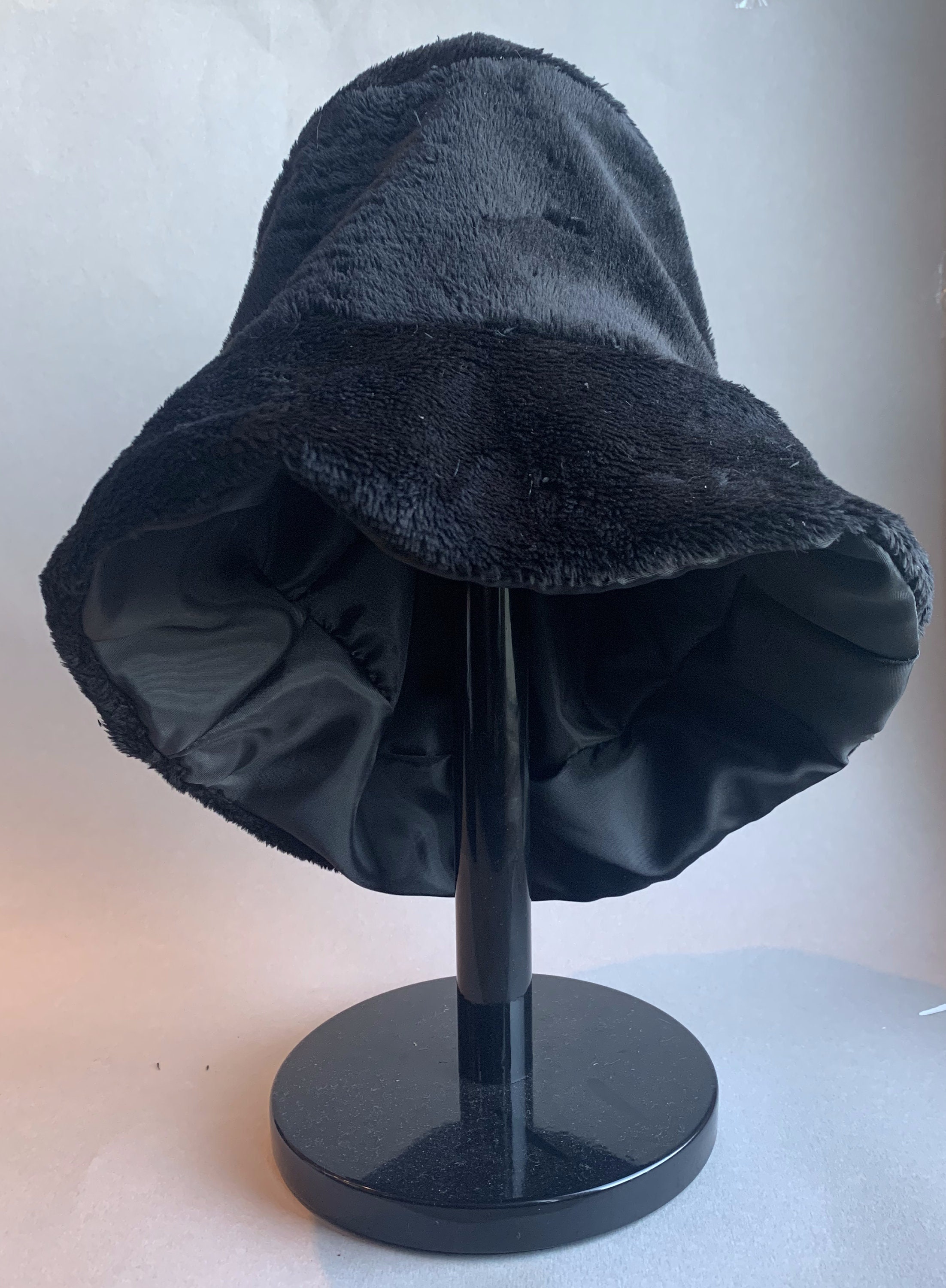 Black Faux Fur Bucket Hat | Etsy Australia