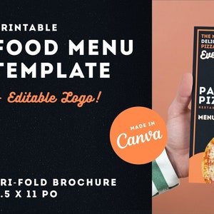 Food Menu Canva Template | Editable Tri-Fold Brochure | Restaurant Menu | Canva Template