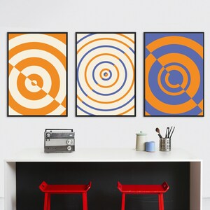 Retro Wall Art, Abstract Wall Art, Print Set of 3, Retro Decor, Retro Poster, Digital Download Print, Wall Art Digital Download