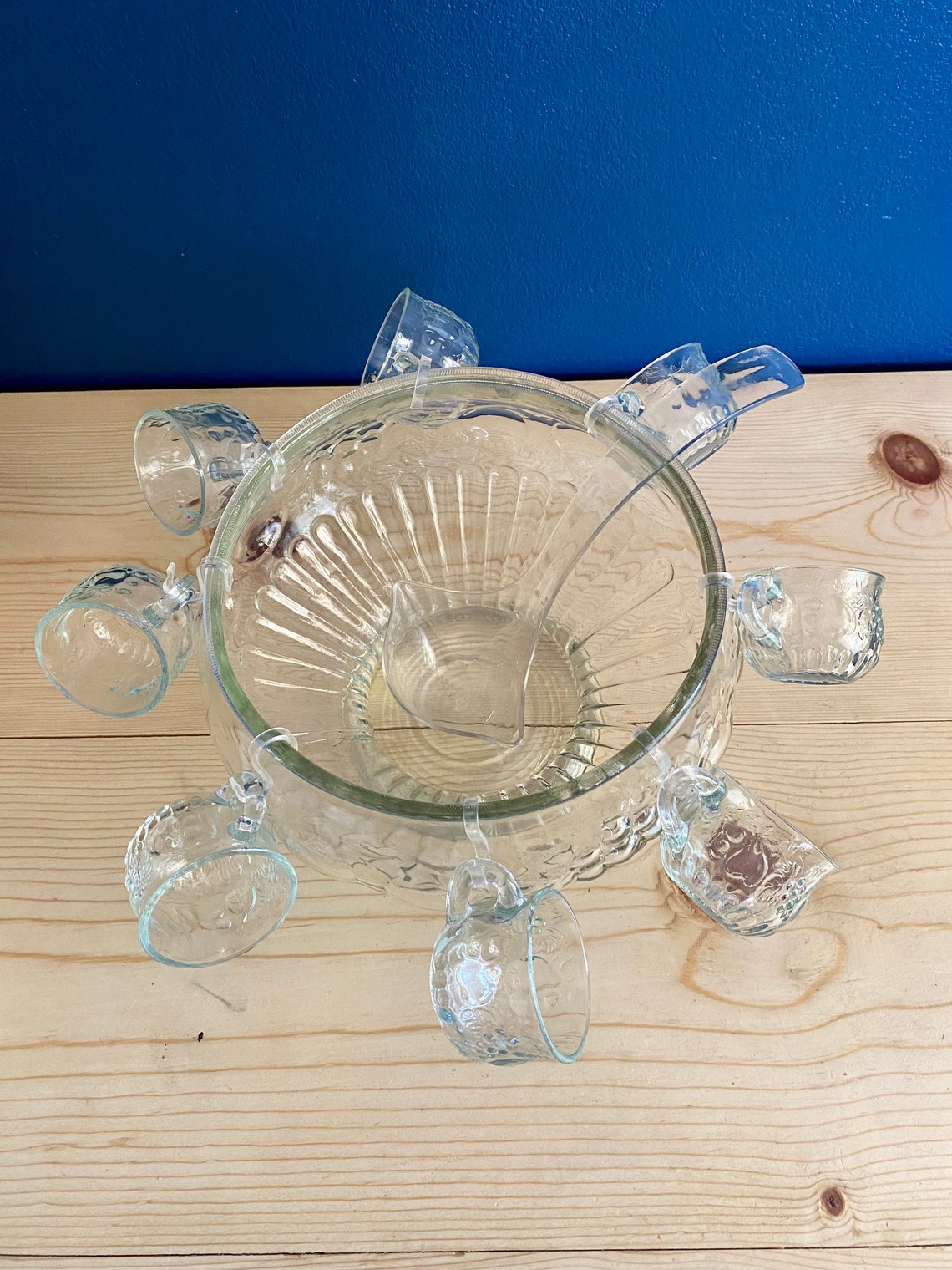 Vintage Punch Bowl Glass 18 Piece Punch Bowl Set Etsy