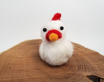 Needle Felted Chicken, Farm Animal Wool Figurine. Gift for animal lover, Soft Plush Kids Toy.