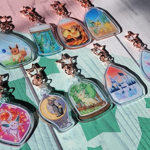 Poke Kitty Terrarium Acrylic Keychains
