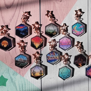 D20 Dice Landscape Keychains