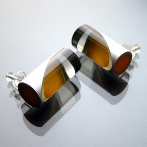 Handmade earrings, cut glass, anodized aluminium