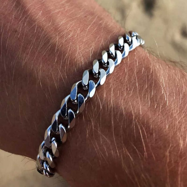 Cuban Link Bracelet, Curb Link Bracelet, Link, Curb Bracelet, Streetwear Bracelet, Men Bracelet, Silver Chain Bracelet, Chain Bracelet