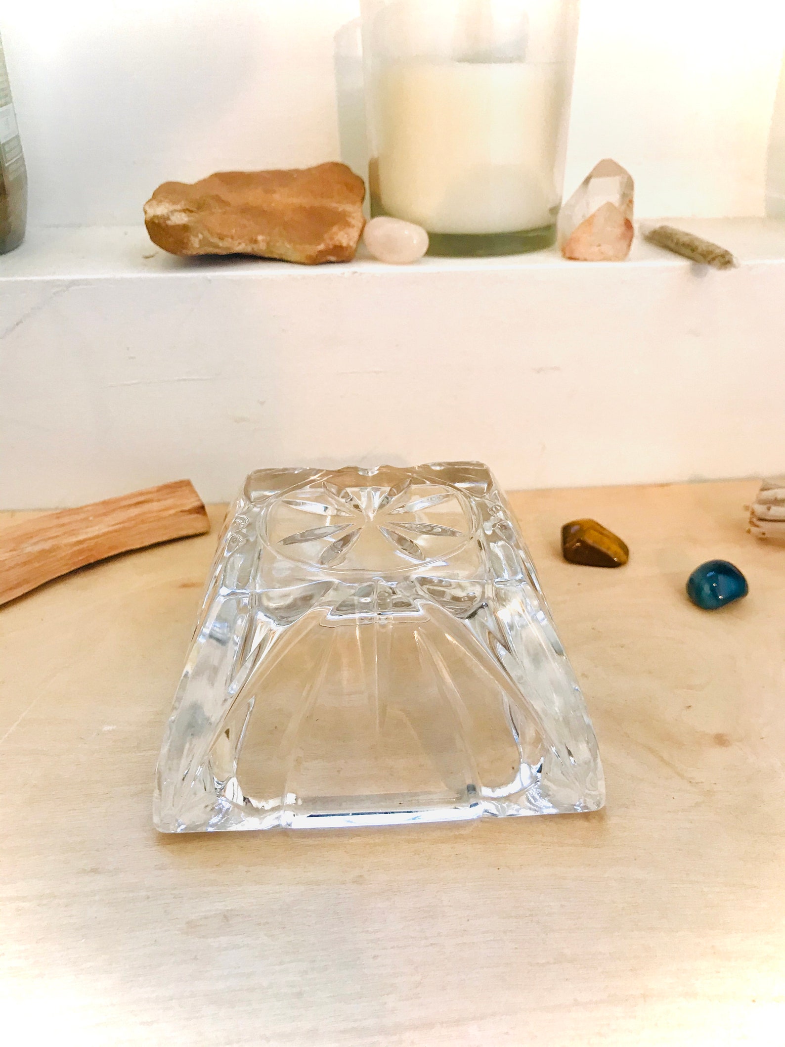 Vintage Heavy Glass Ashtray Etsy