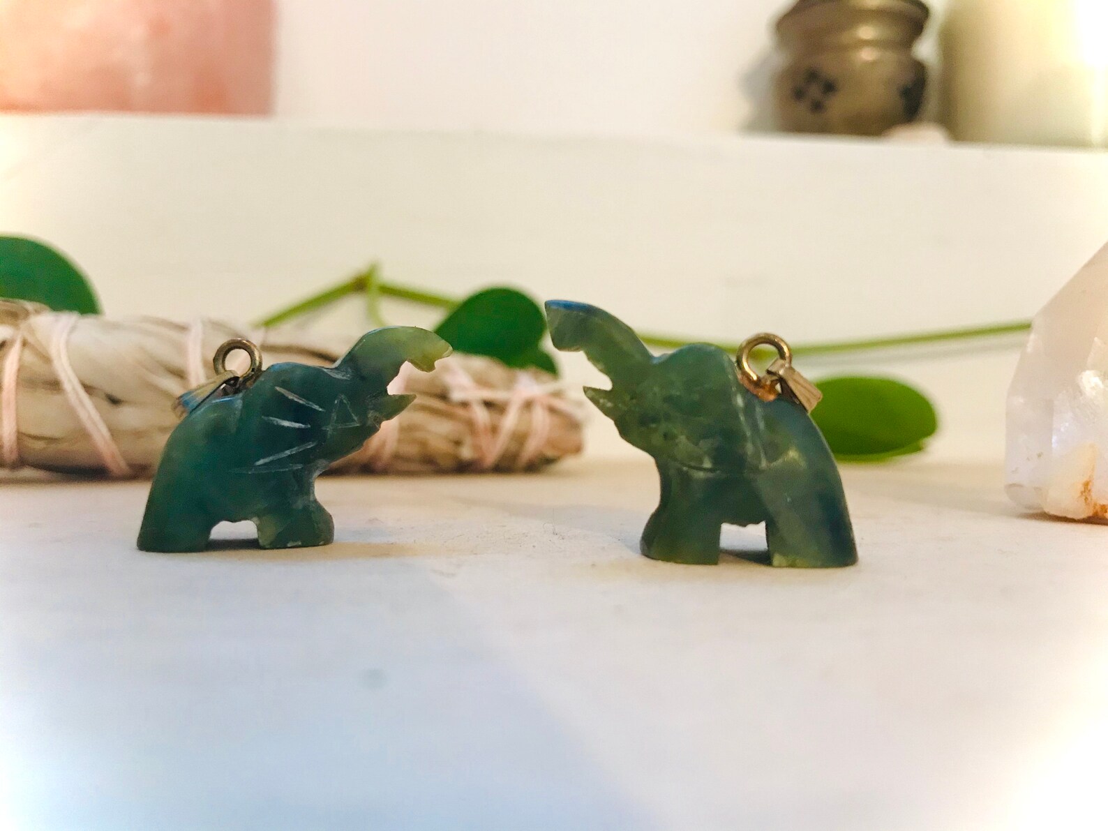 Vintage Hand Carved Green Jade Elephant Pendant. Etsy