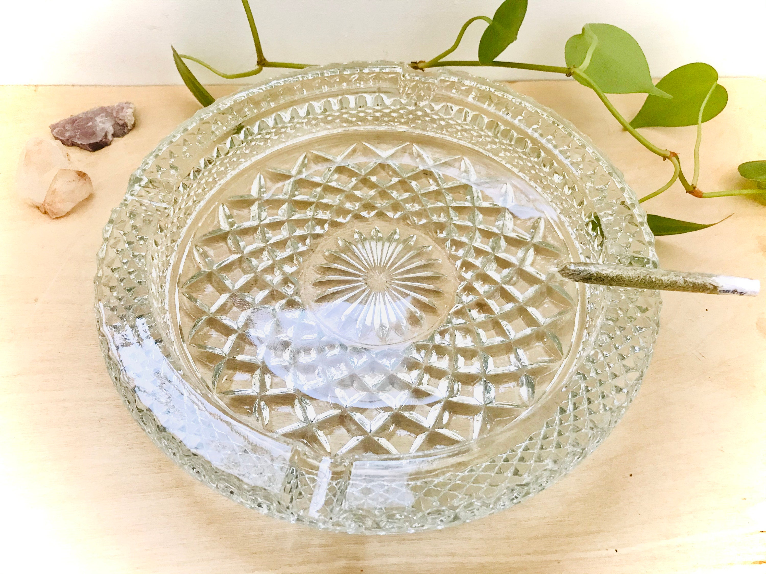 Vintage Heavy Glass Ashtray Etsy