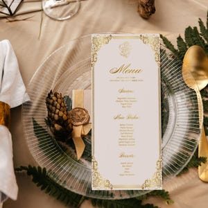 Menu de mariage indien hindou sikh musulman Ganesh blanc et or