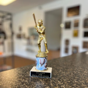 Baseball Trophy with light blue column | Custom Award | Youth Baseball | Personalized Trophy