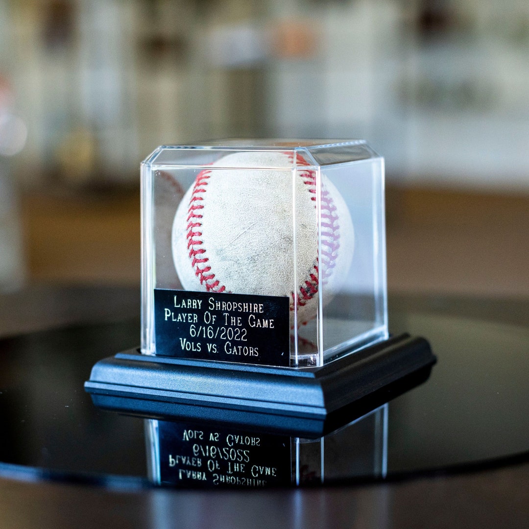 Clear BASEBALL Display, With Name Plate HOME RUN or Game Ball Display