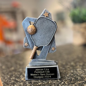 Pickleball Resin Trophy | Pickle Ball Custom Resin Award | Tournament Personalized Trophy