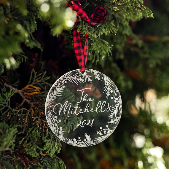 Christmas Personalized Ornament | Laser Engraved Acrylic Family Christmas  Ornament | Holiday Keepsake