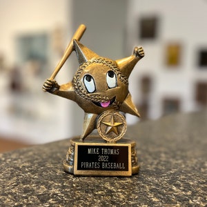 Baseball Softball Trophy | Little Star | Resin |Custom Award | Youth Baseball | Personalized Baseball Trophy